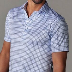 NWT Collars & Co. Thin Blue Check Semi-Spread Collar Polo in Size Medium